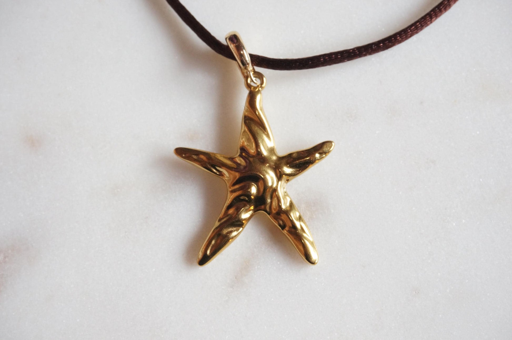 Starfish Gold/Silver pendant Nylon Sateen Cord Necklace
