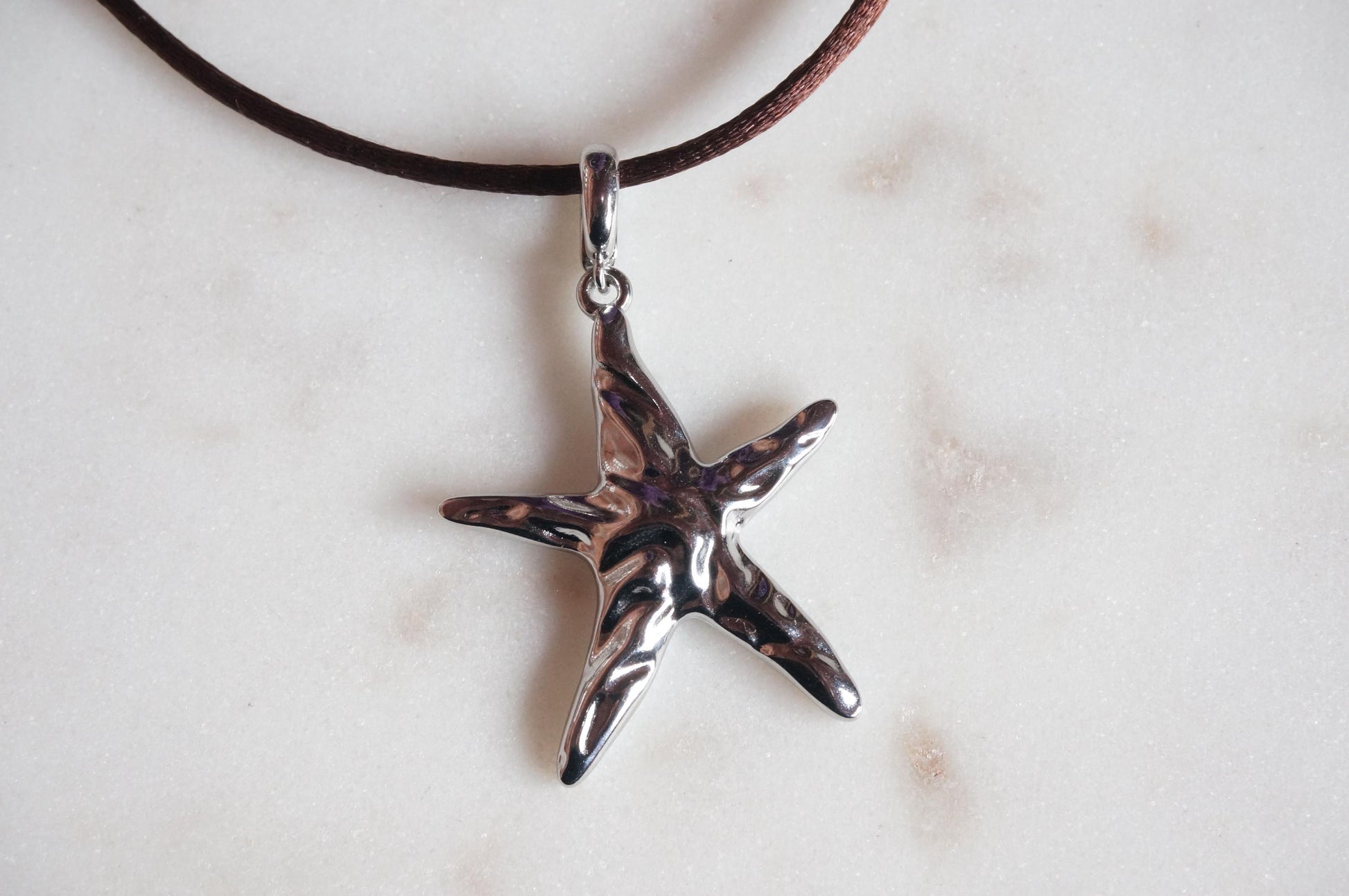 Starfish Gold/Silver pendant Nylon Sateen Cord Necklace