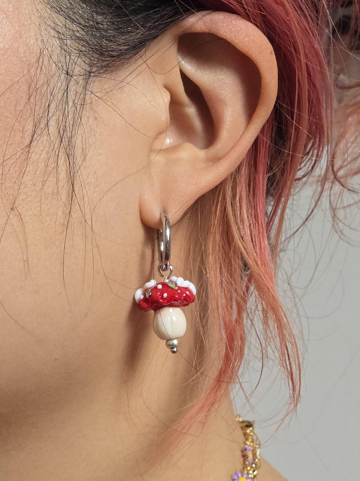 Mushroom Cupcake Hoop Earrings