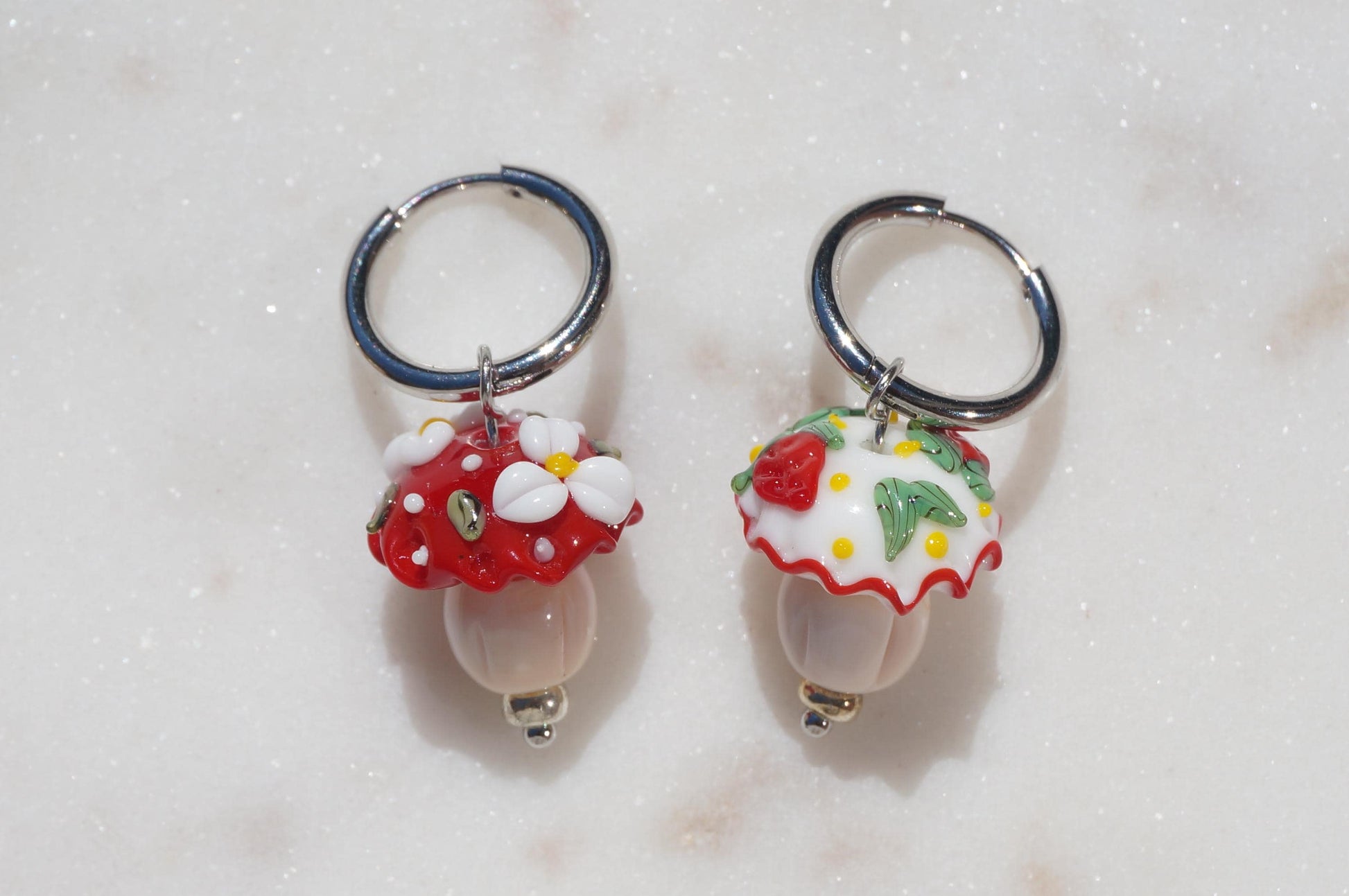 Mushroom Cupcake Hoop Earrings
