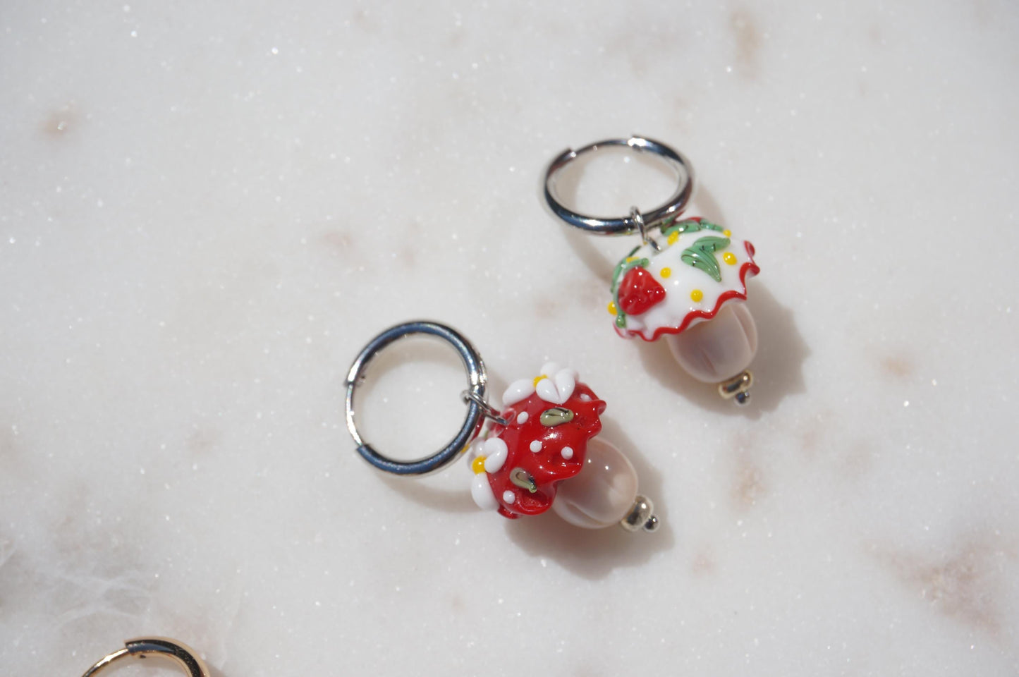 Mushroom Cupcake Hoop Earrings