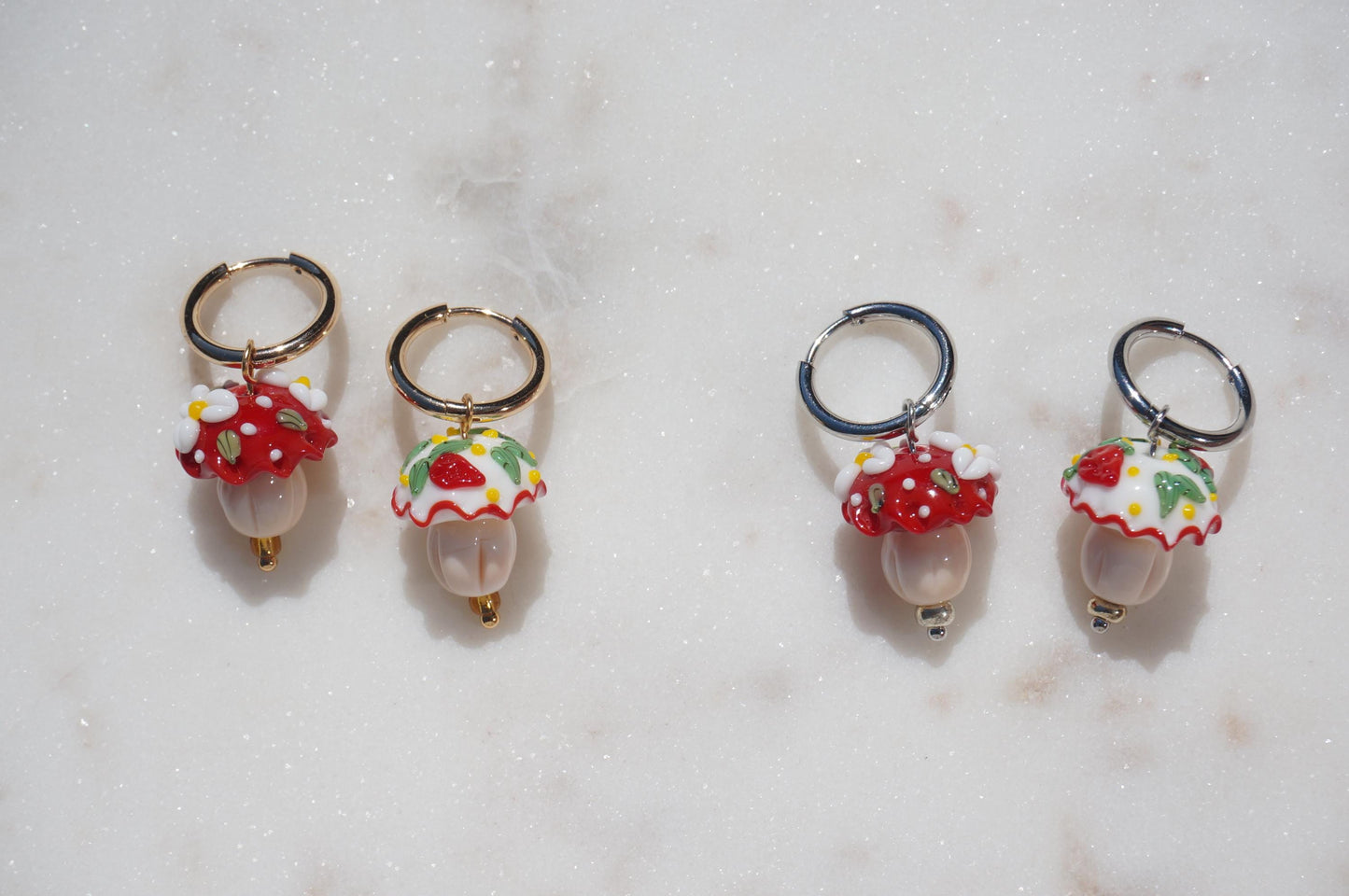 Mushroom Cupcake Hoop Earrings