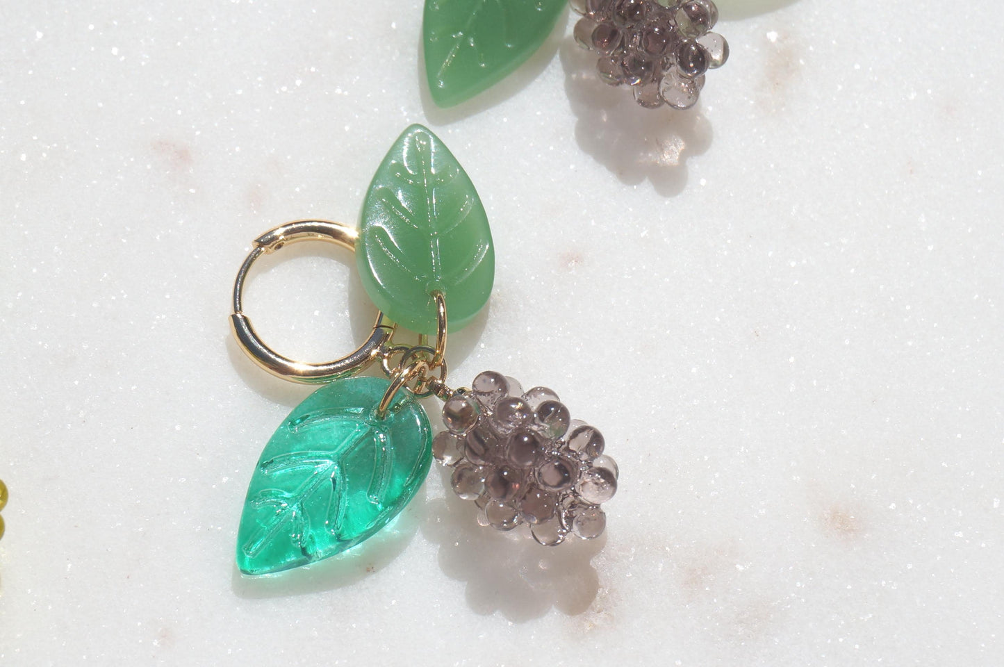 Leafy Grapes Huggie Earrings