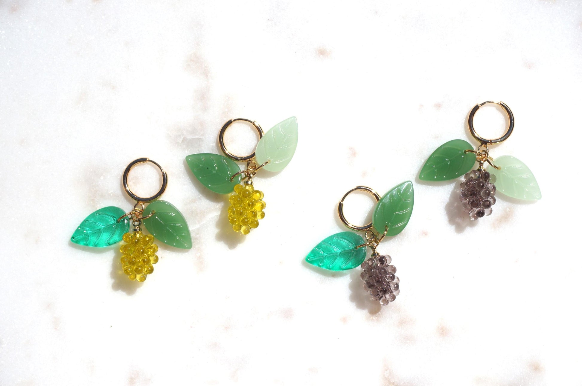 Leafy Grapes Huggie Earrings