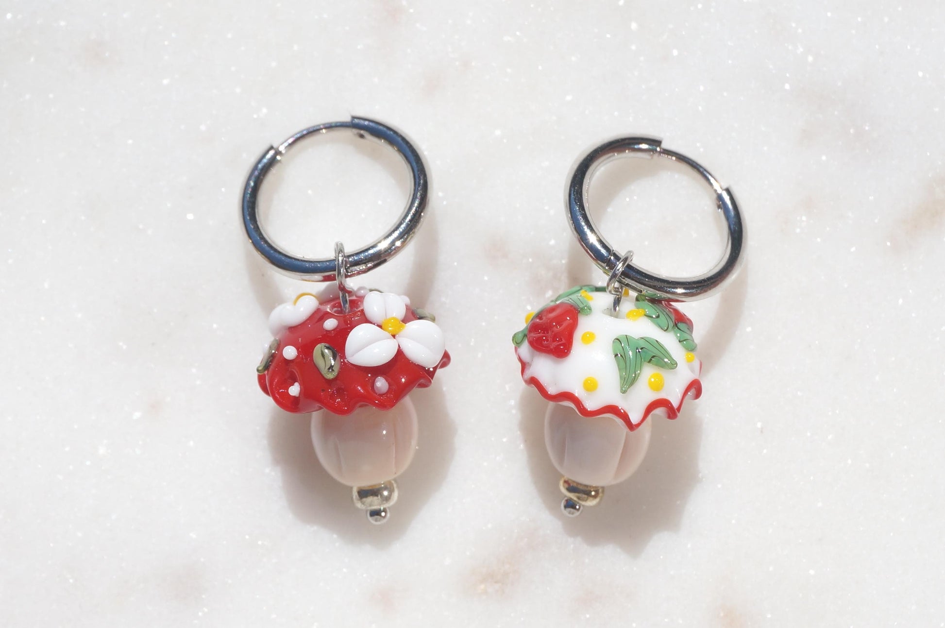 Mushroom Cupcake Hoop Earrings