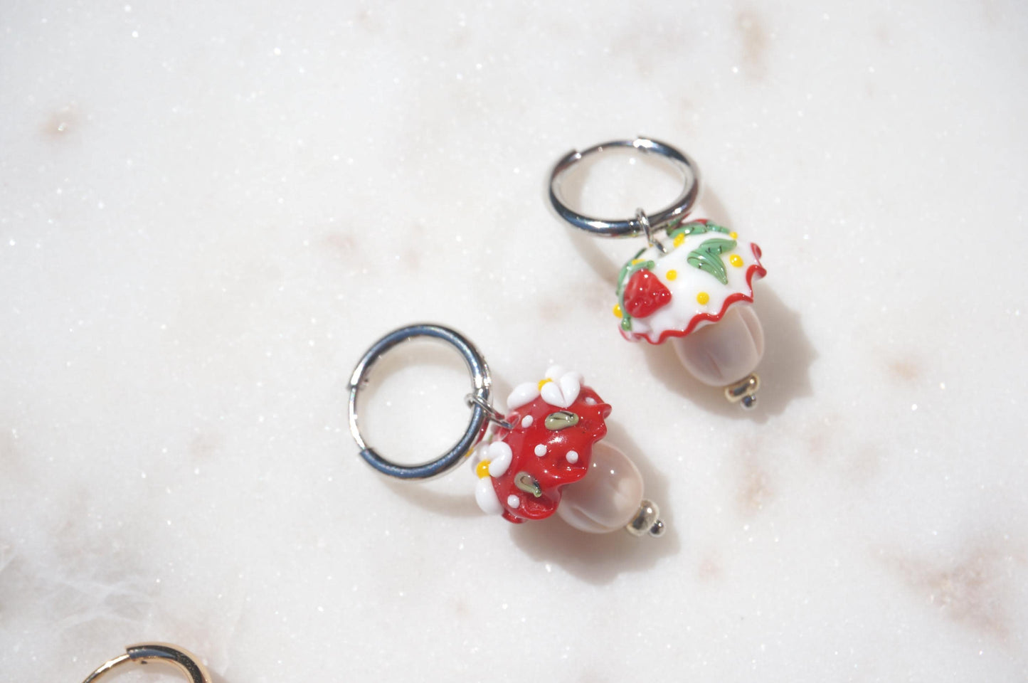 Mushroom Cupcake Hoop Earrings