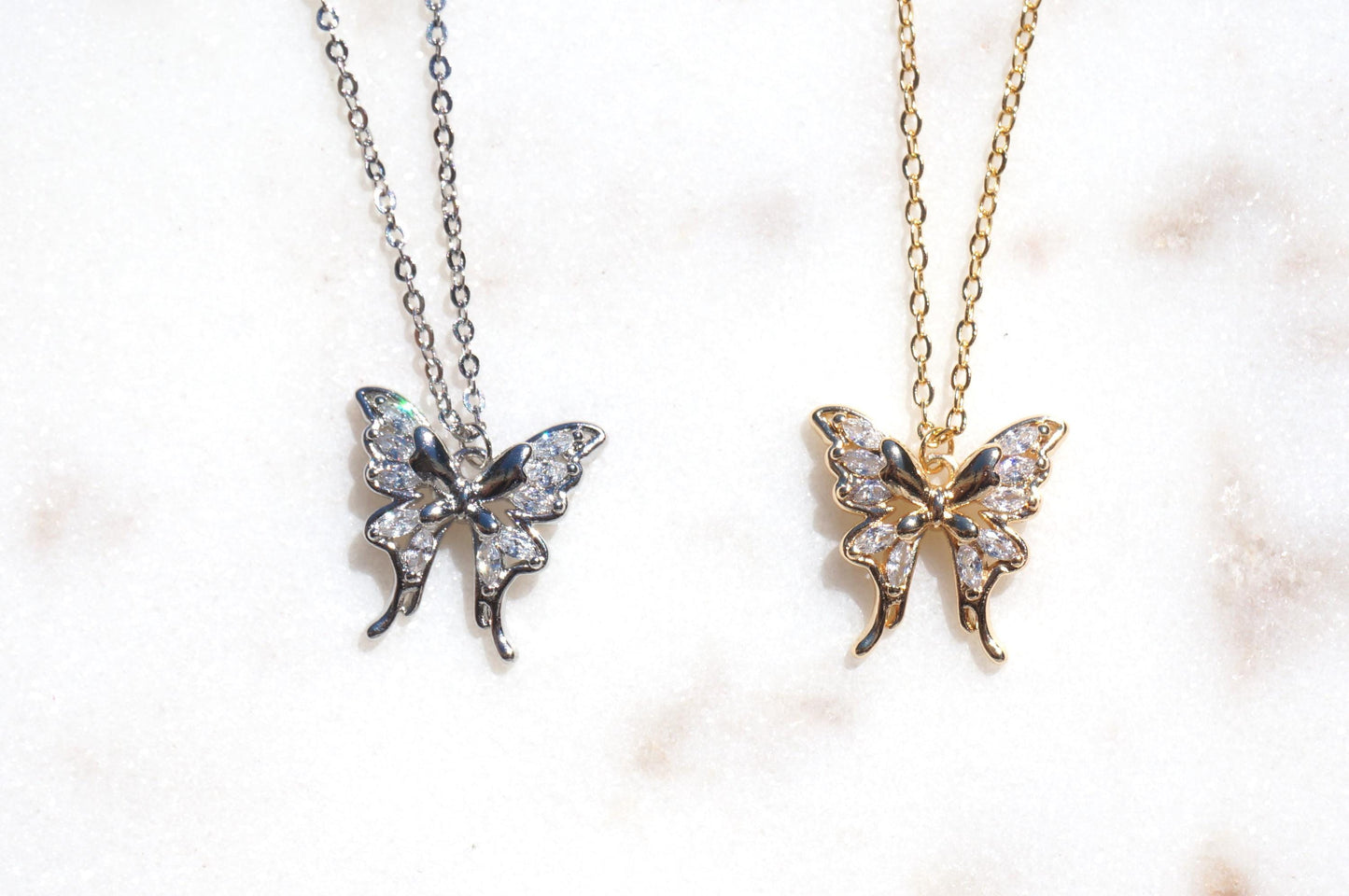 NABI Gold/Silver Dainty Butterfly Necklace