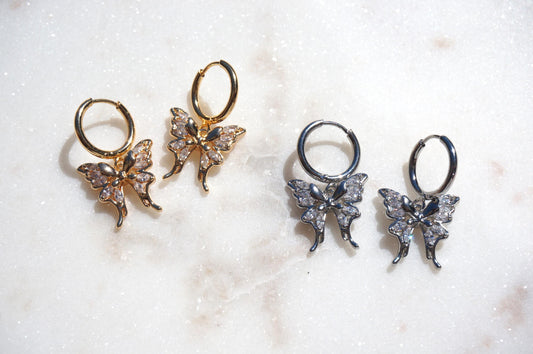 NABI Gold/Silver Butterfly Huggie Earrings