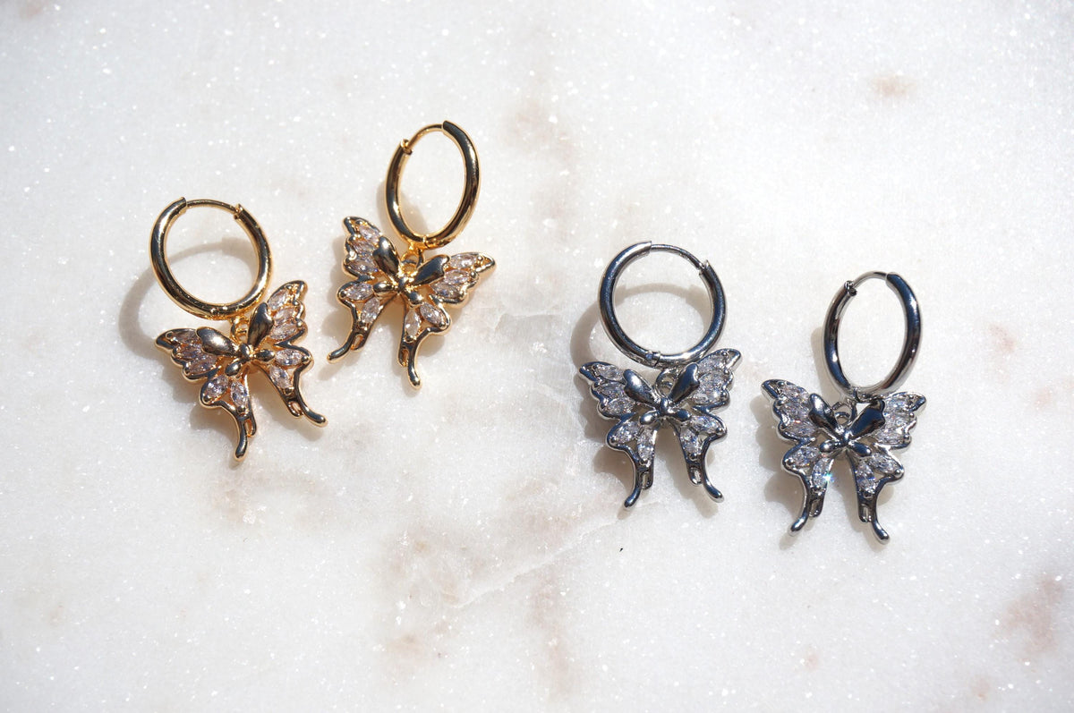 NABI Gold/Silver Butterfly Huggie Earrings