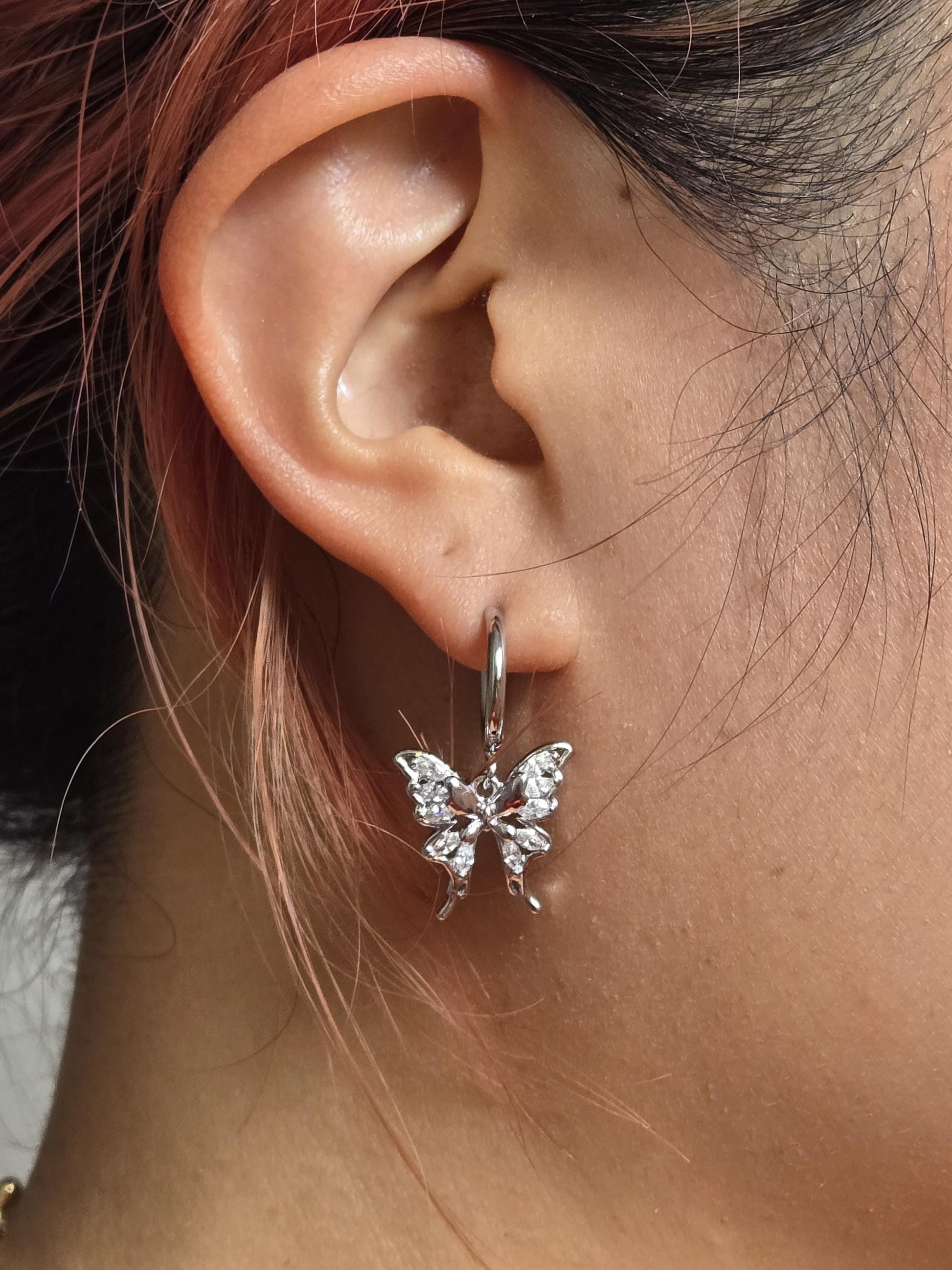 NABI Gold/Silver Butterfly Huggie Earrings