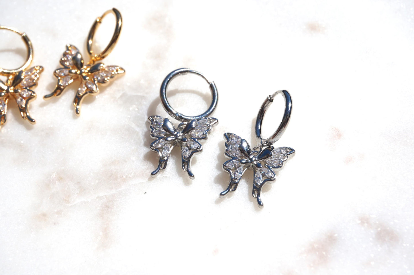 NABI Gold/Silver Butterfly Huggie Earrings