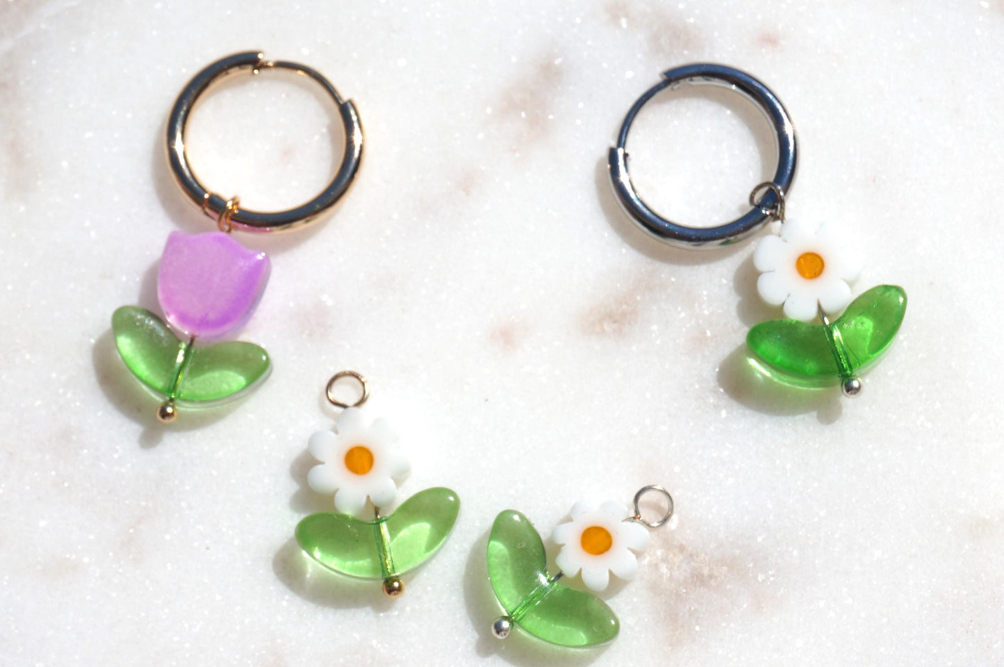 Three hoops interchangerable flower/pearl