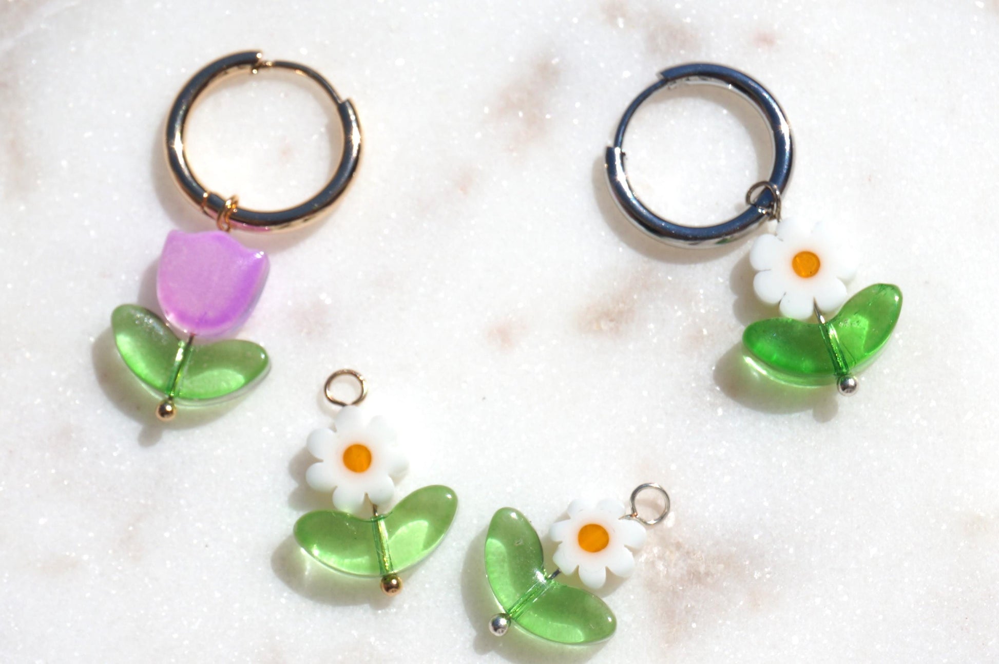 Three hoops interchangerable flower/pearl