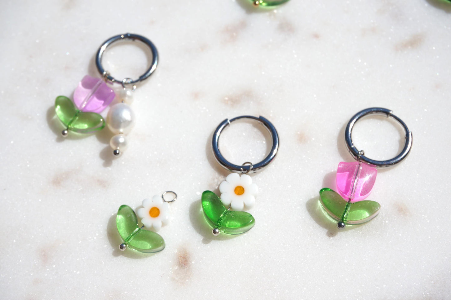 Three hoops interchangerable flower/pearl