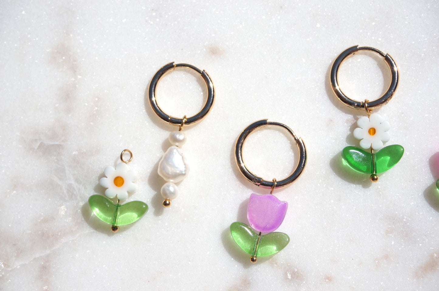 Three hoops interchangerable flower/pearl