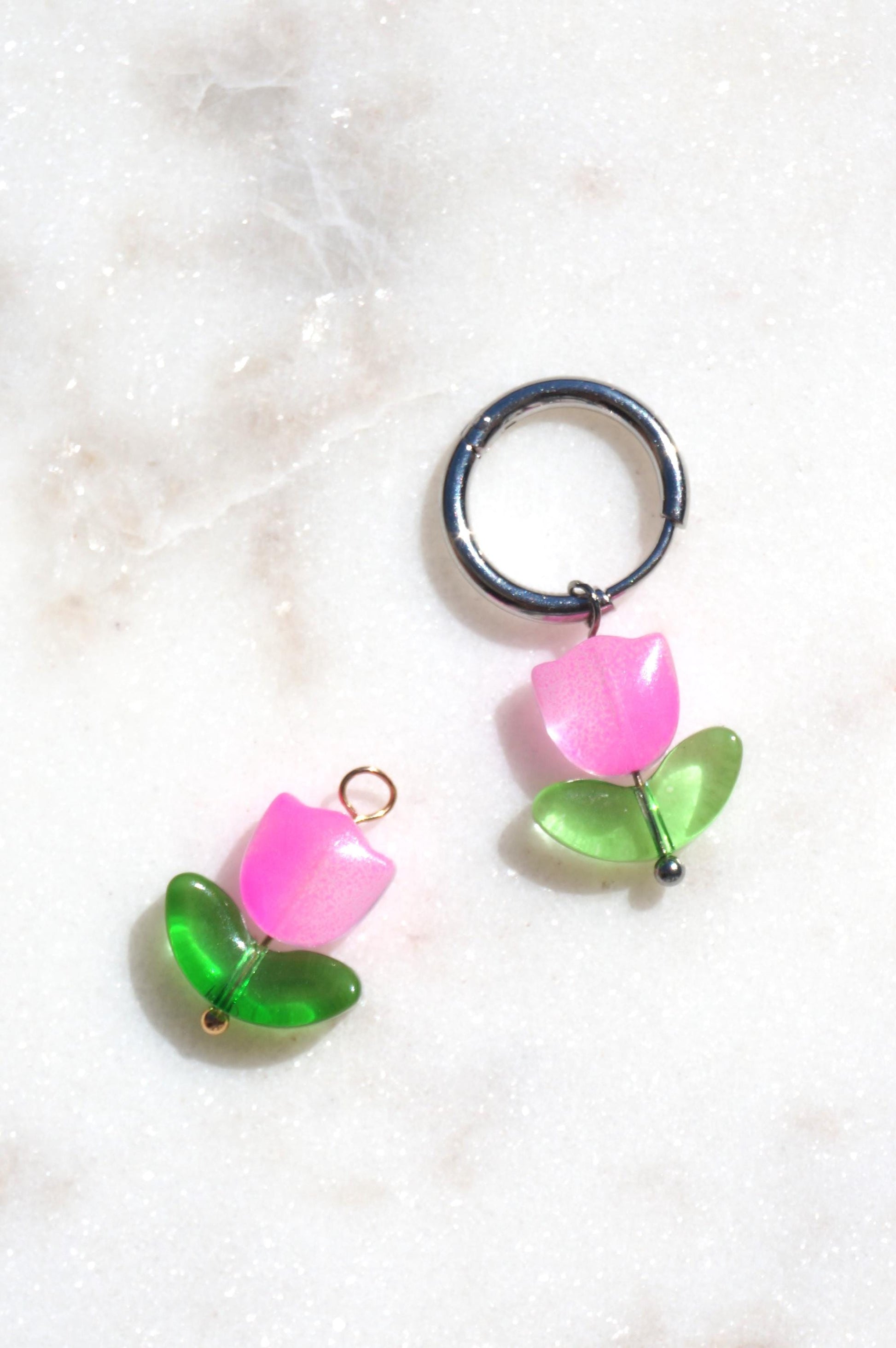 Three hoops interchangerable flower/pearl