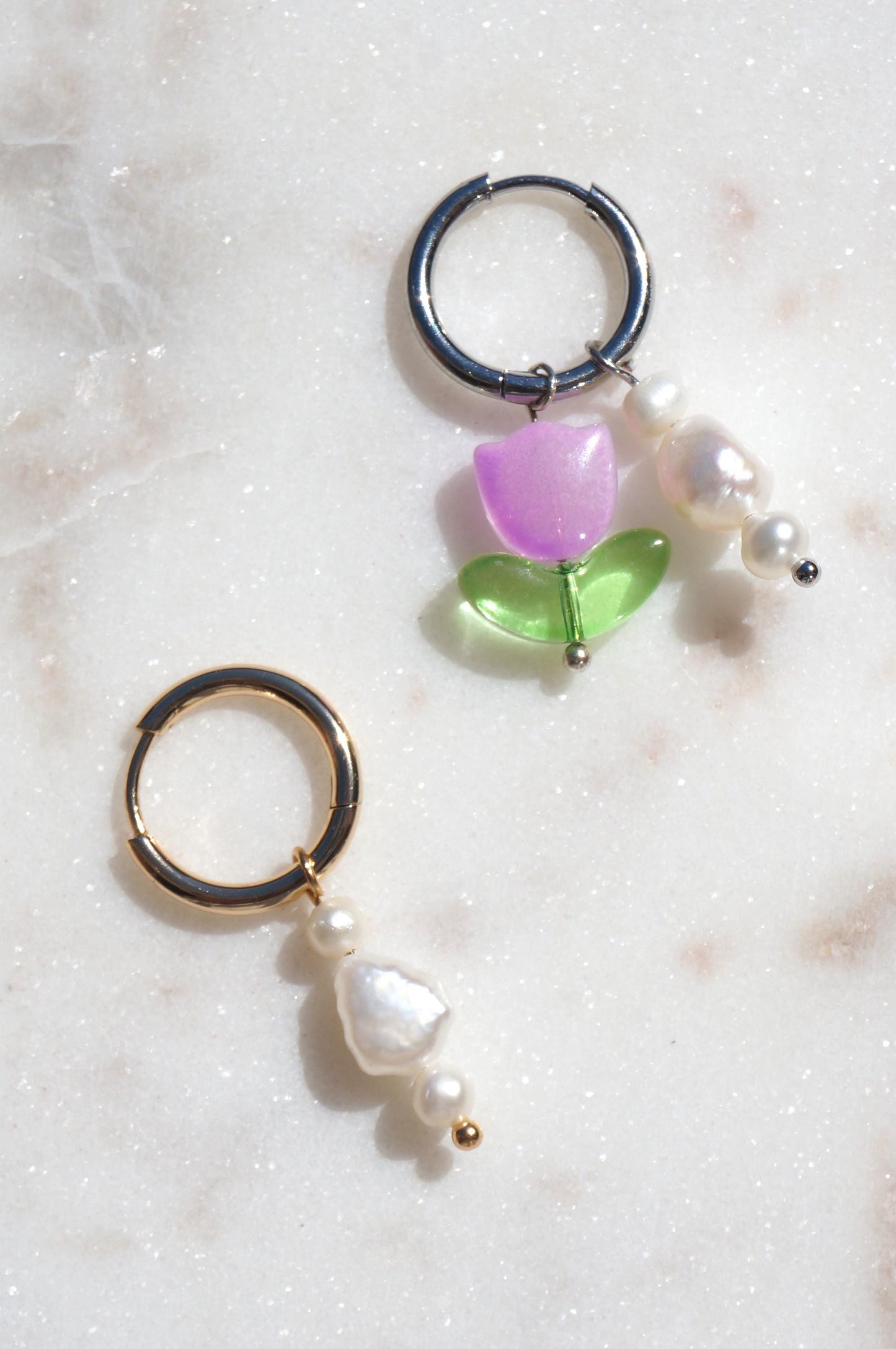 Three hoops interchangerable flower/pearl