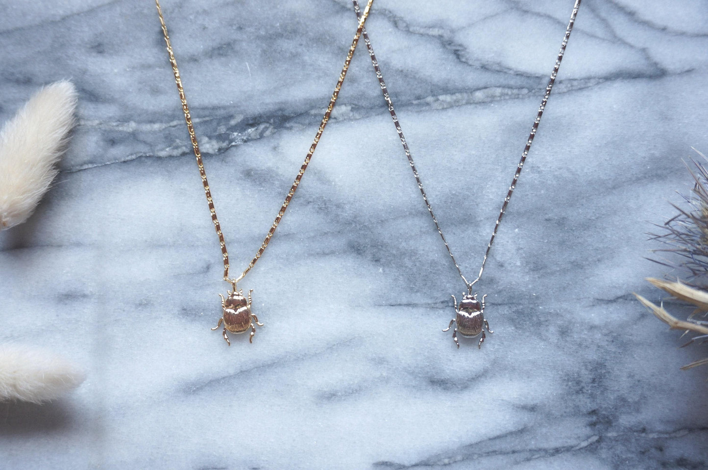 SCARAB Dainty Gold / Silver Beetle Necklace / Egyptian Style Necklace