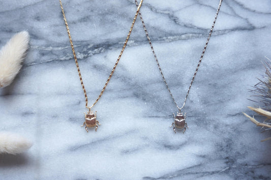 SCARAB Dainty Gold / Silver Beetle Necklace / Egyptian Style Necklace
