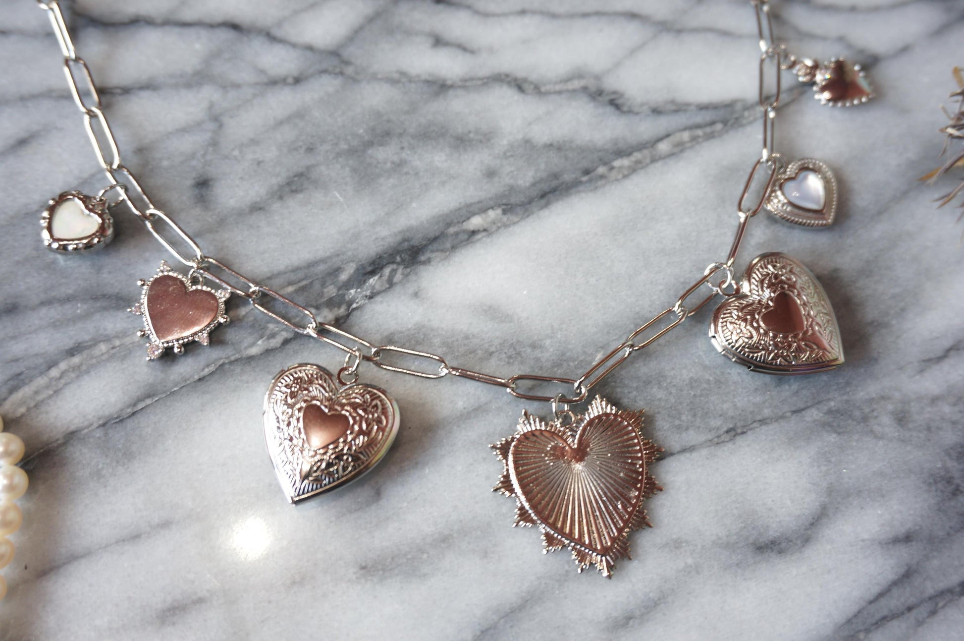 JULIET Gold/Silver Heart Cluster Necklace