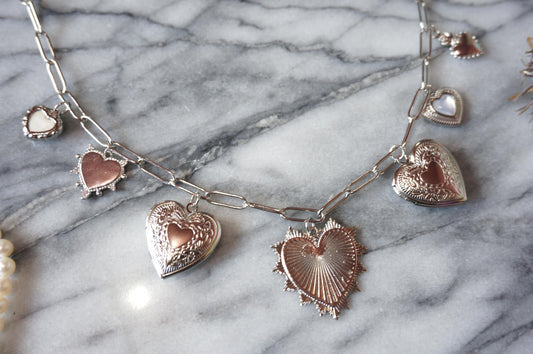 JULIET Gold/Silver Heart Cluster Necklace