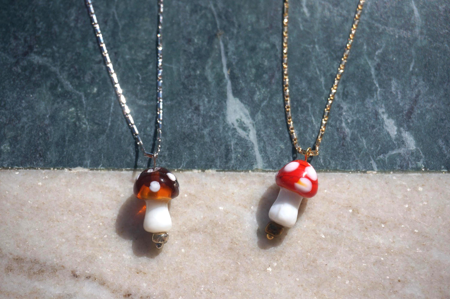 Dainty Brown/Red Mushroom necklaces / Gold Silver Mushroom Festival Necklace / Fairycore Mushroom Necklace