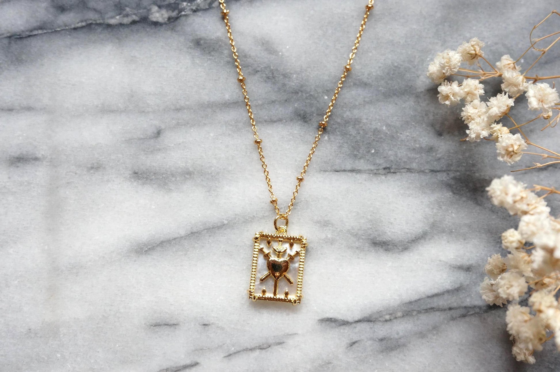 Three of swords pendant tarot necklace