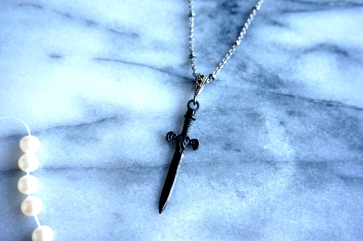 Gold/Silver / Black Antique Sword Necklace / Dagger Necklace