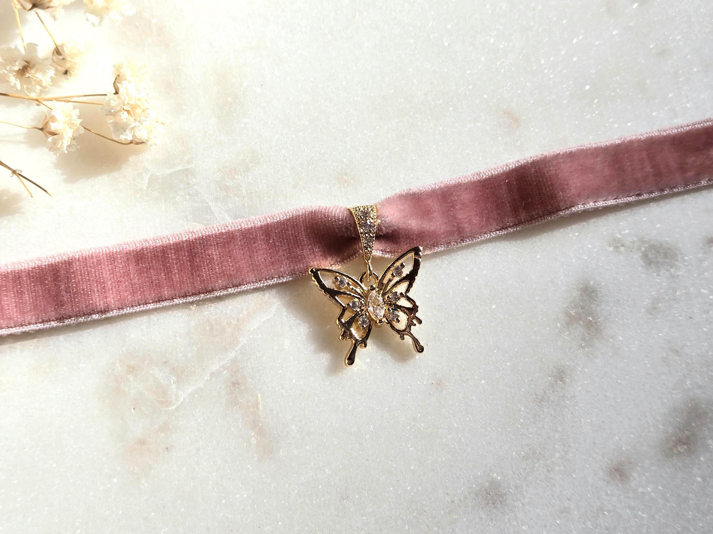 Dainty Butterfly Stretch Velvet Choker / Y2K Butterfly Velvet Choker