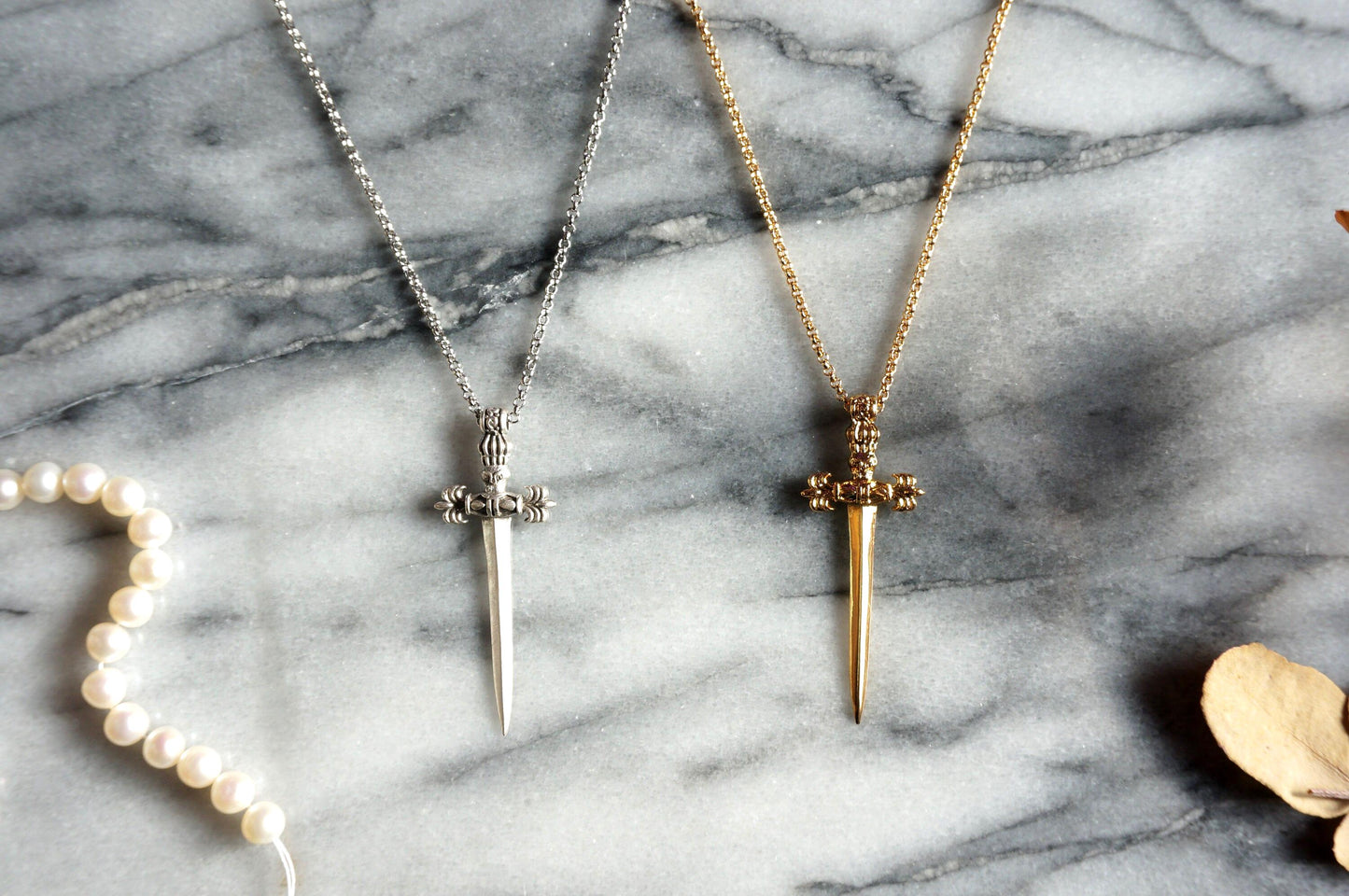 GLADIUS Gold/Silver Antique Sword Necklace