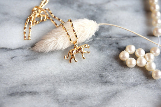 CHEETAH Dainty Gold Necklace with Cheetah / Leopard Charm