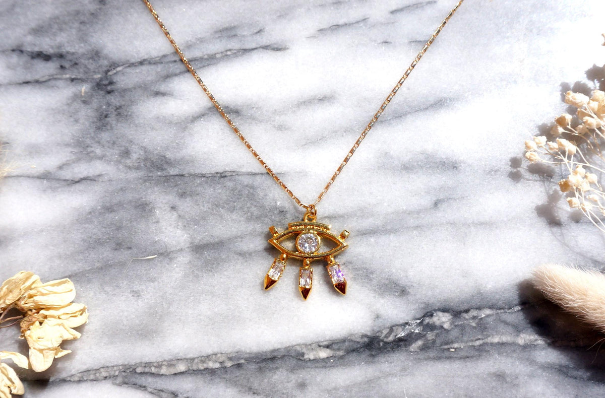 Evil Eye with Gem Pendant Necklace