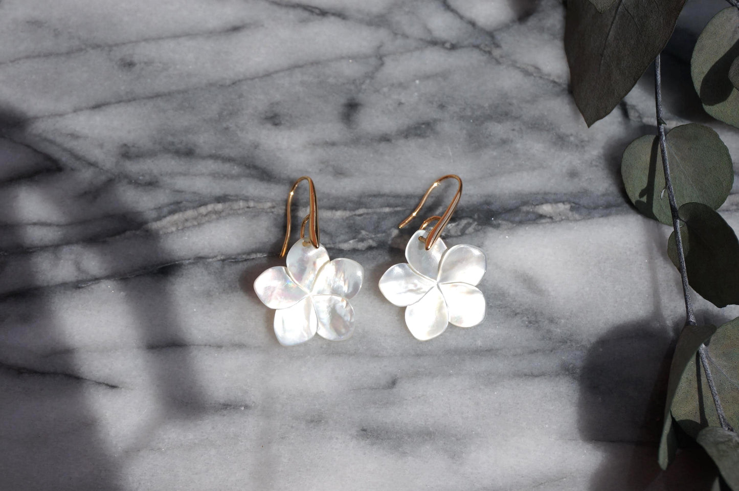 Pearl Hibiscus dangle earrings