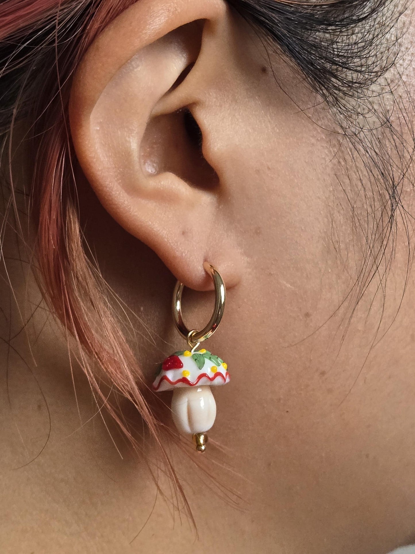 Mushroom Cupcake Hoop Earrings