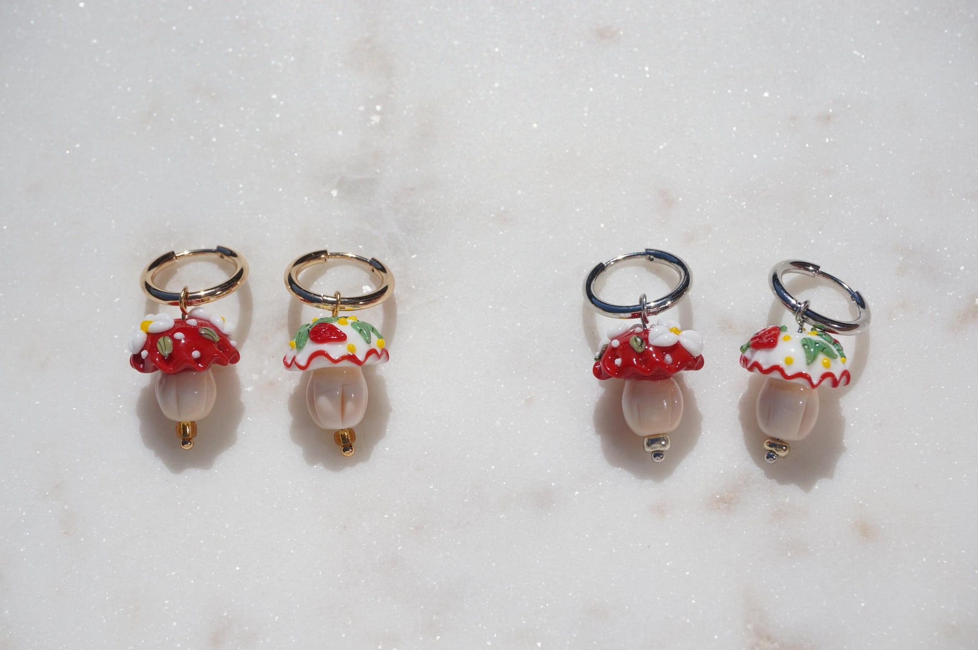 Mushroom Cupcake Hoop Earrings
