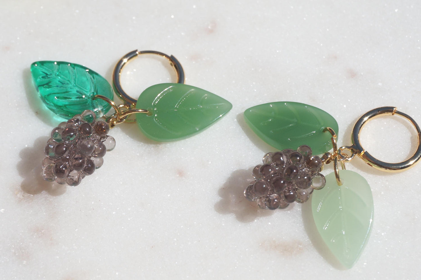 Leafy Grapes Huggie Earrings