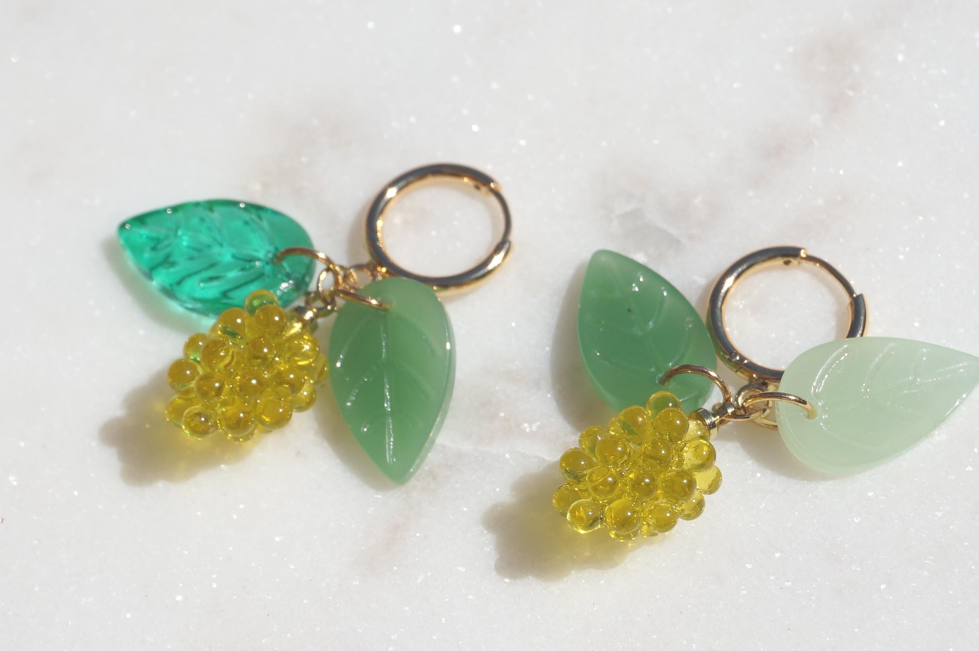 Leafy Grapes Huggie Earrings
