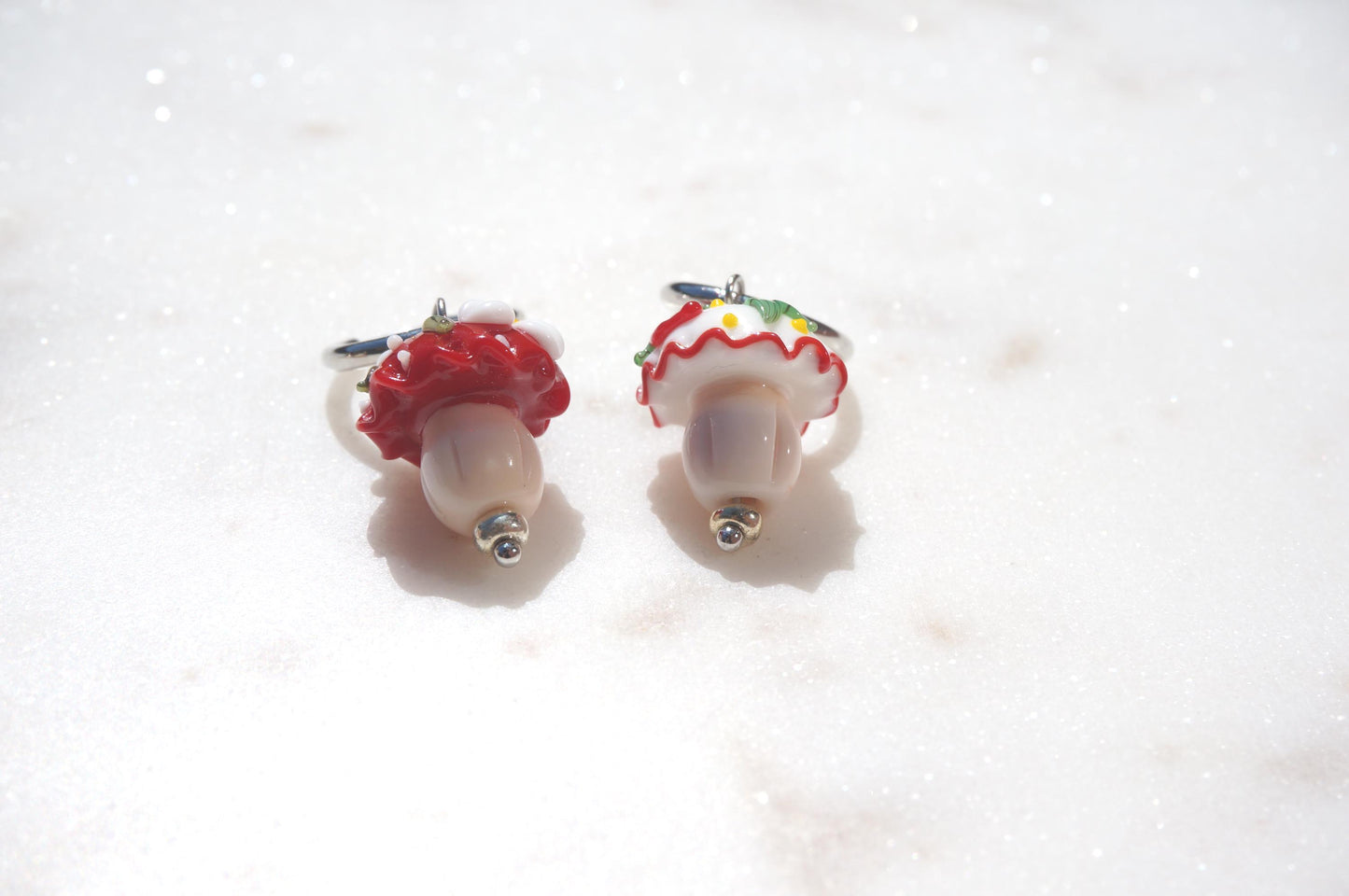 Mushroom Cupcake Hoop Earrings
