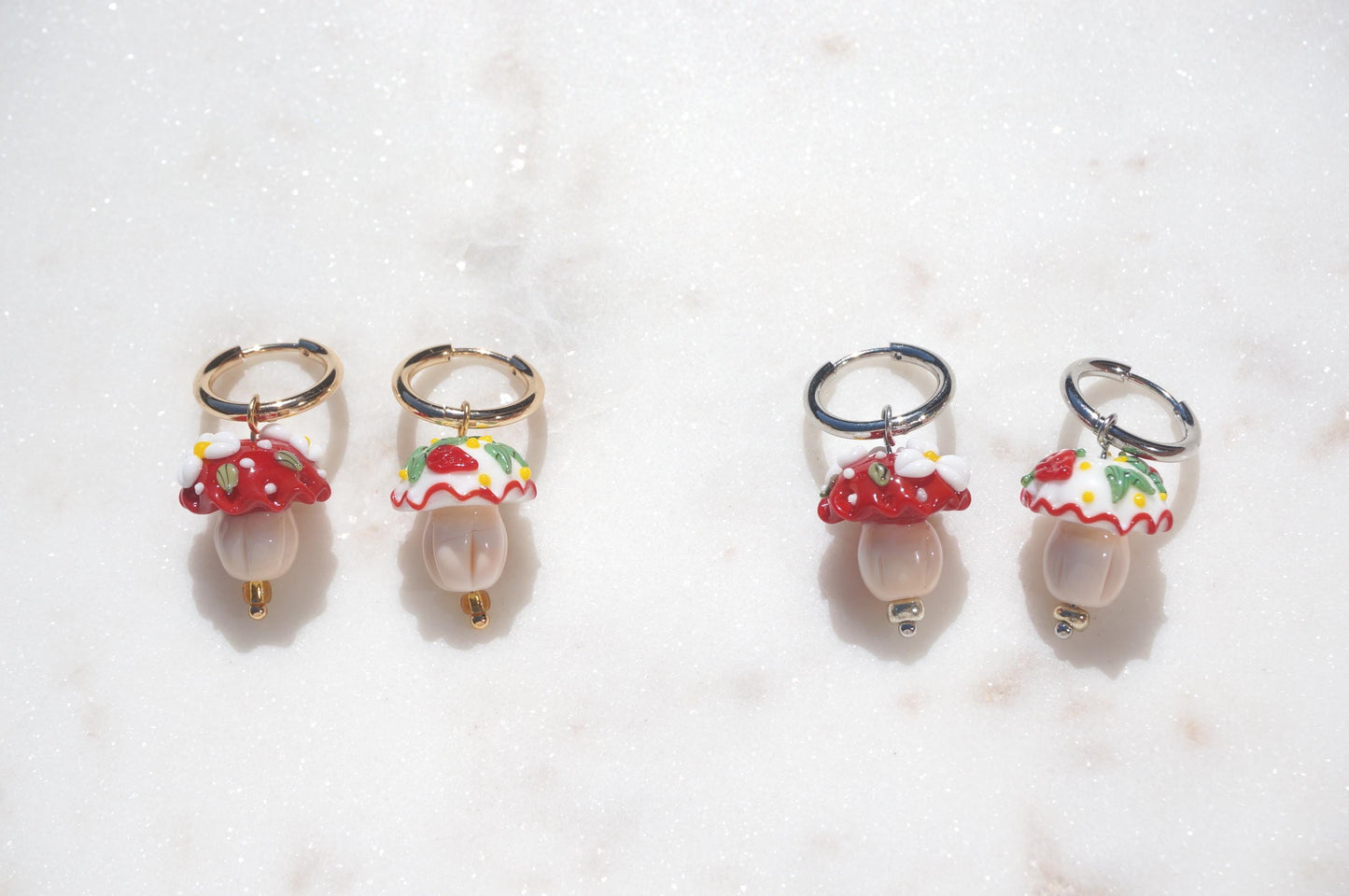 Mushroom Cupcake Hoop Earrings