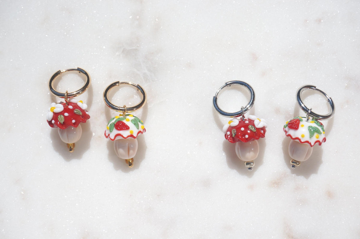 Mushroom Cupcake Hoop Earrings