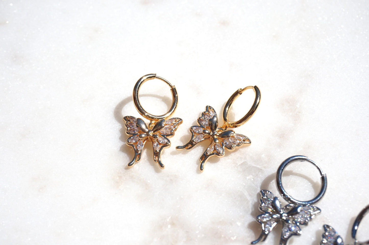 NABI Gold/Silver Butterfly Huggie Earrings