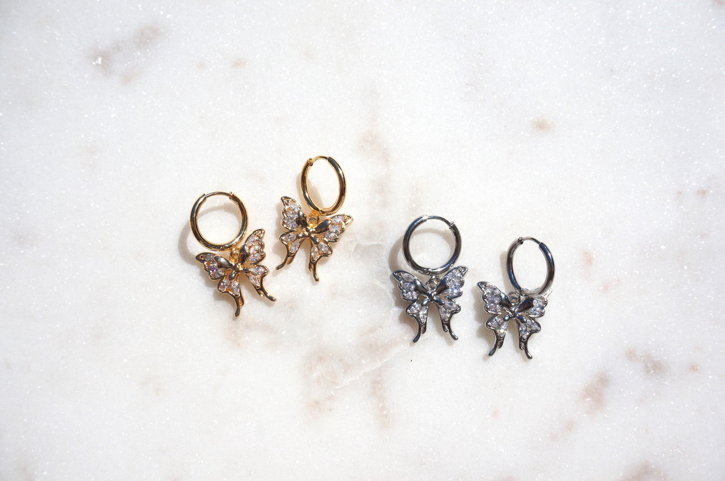 NABI Gold/Silver Butterfly Huggie Earrings