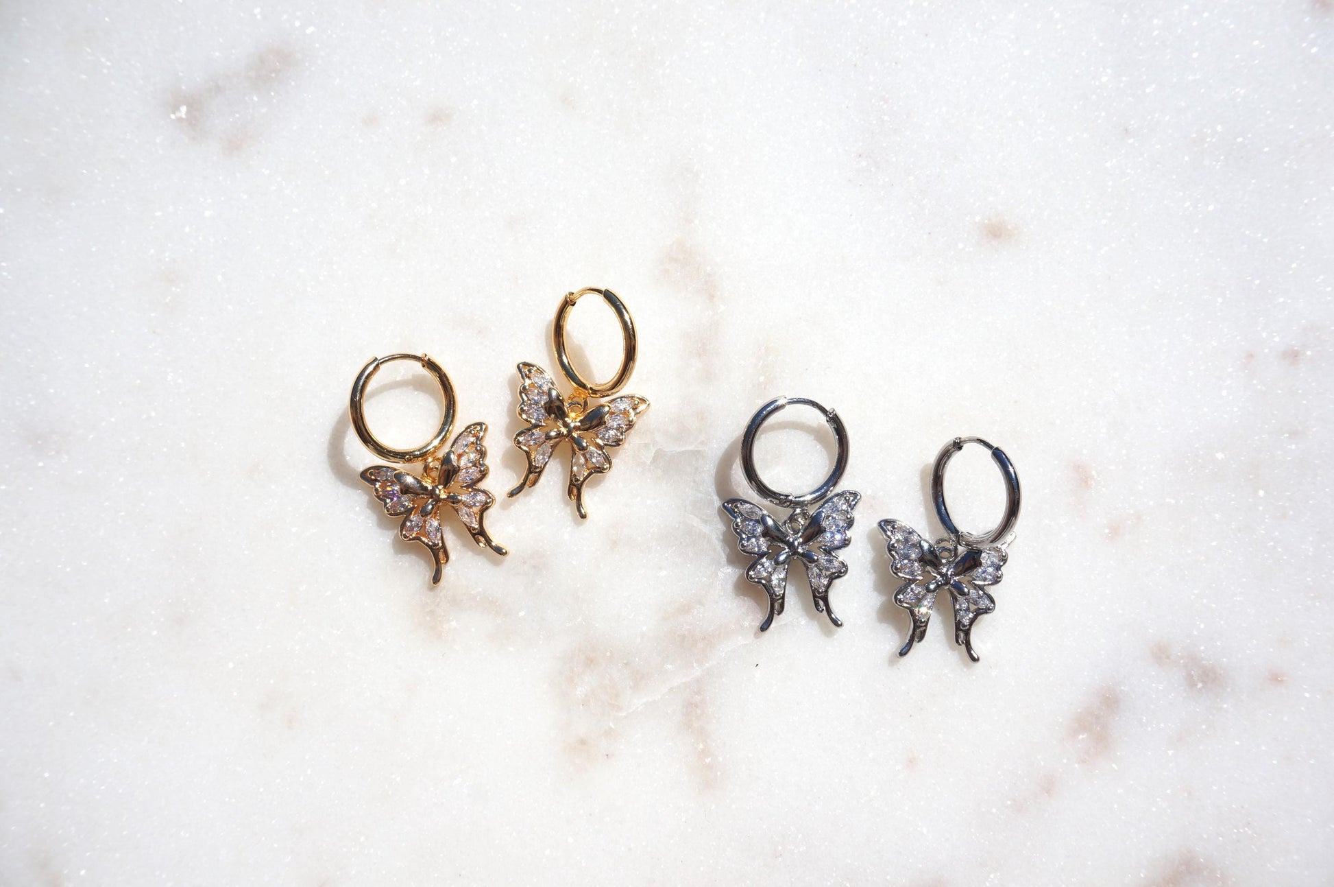 NABI Gold/Silver Butterfly Huggie Earrings