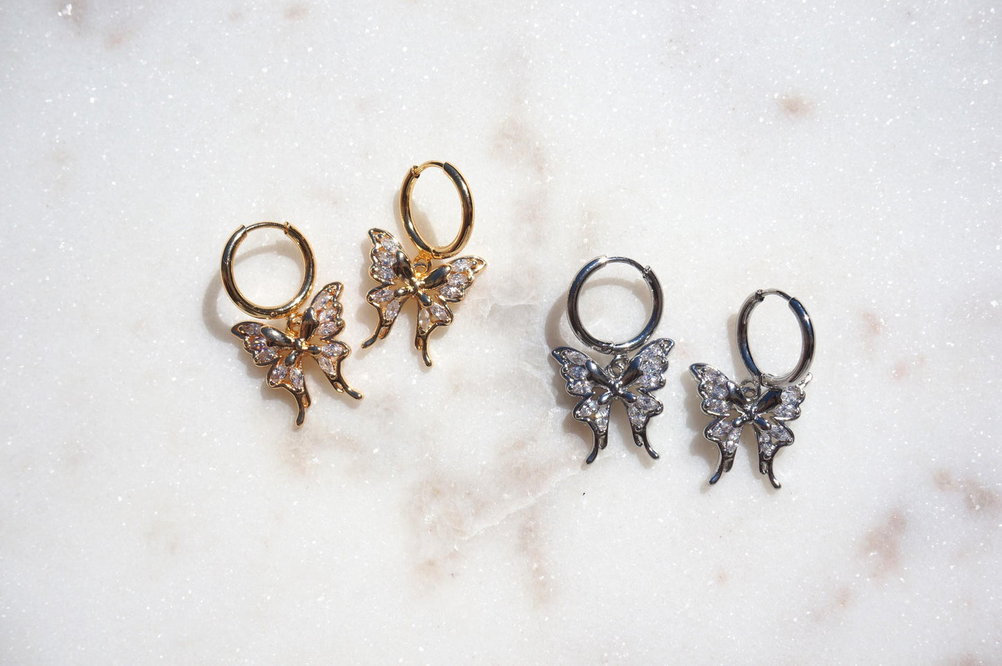 NABI Gold/Silver Butterfly Huggie Earrings