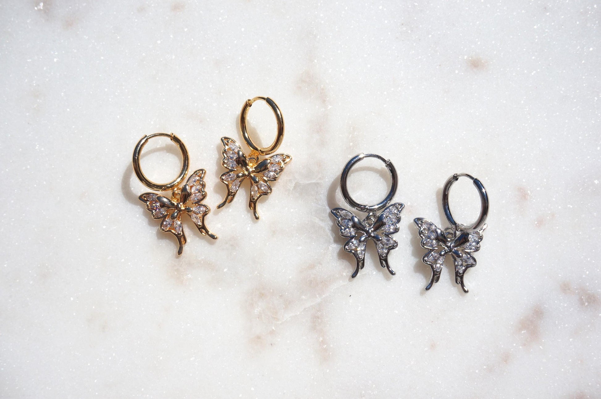 NABI Gold/Silver Butterfly Huggie Earrings