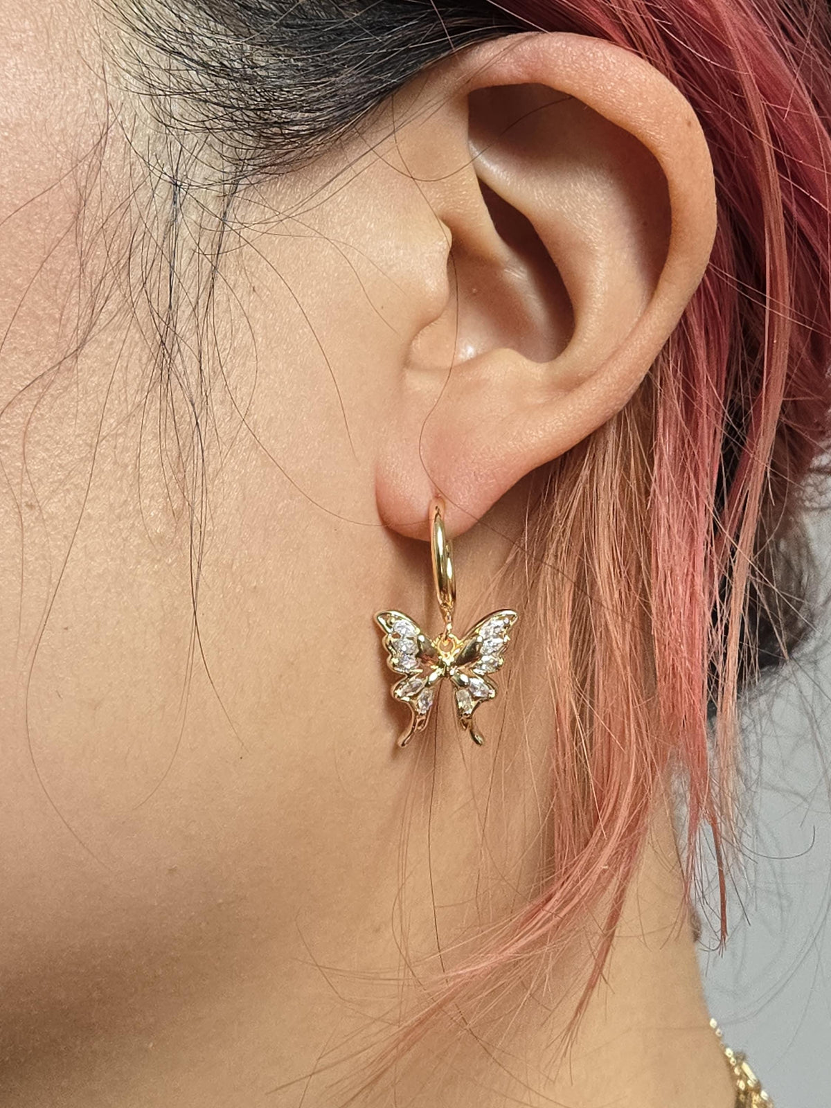 NABI Gold/Silver Butterfly Huggie Earrings