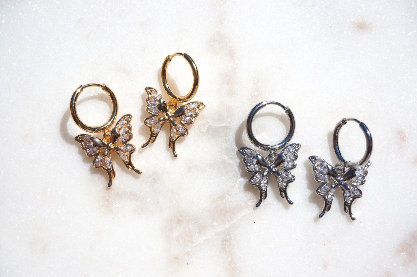 NABI Gold/Silver Butterfly Huggie Earrings