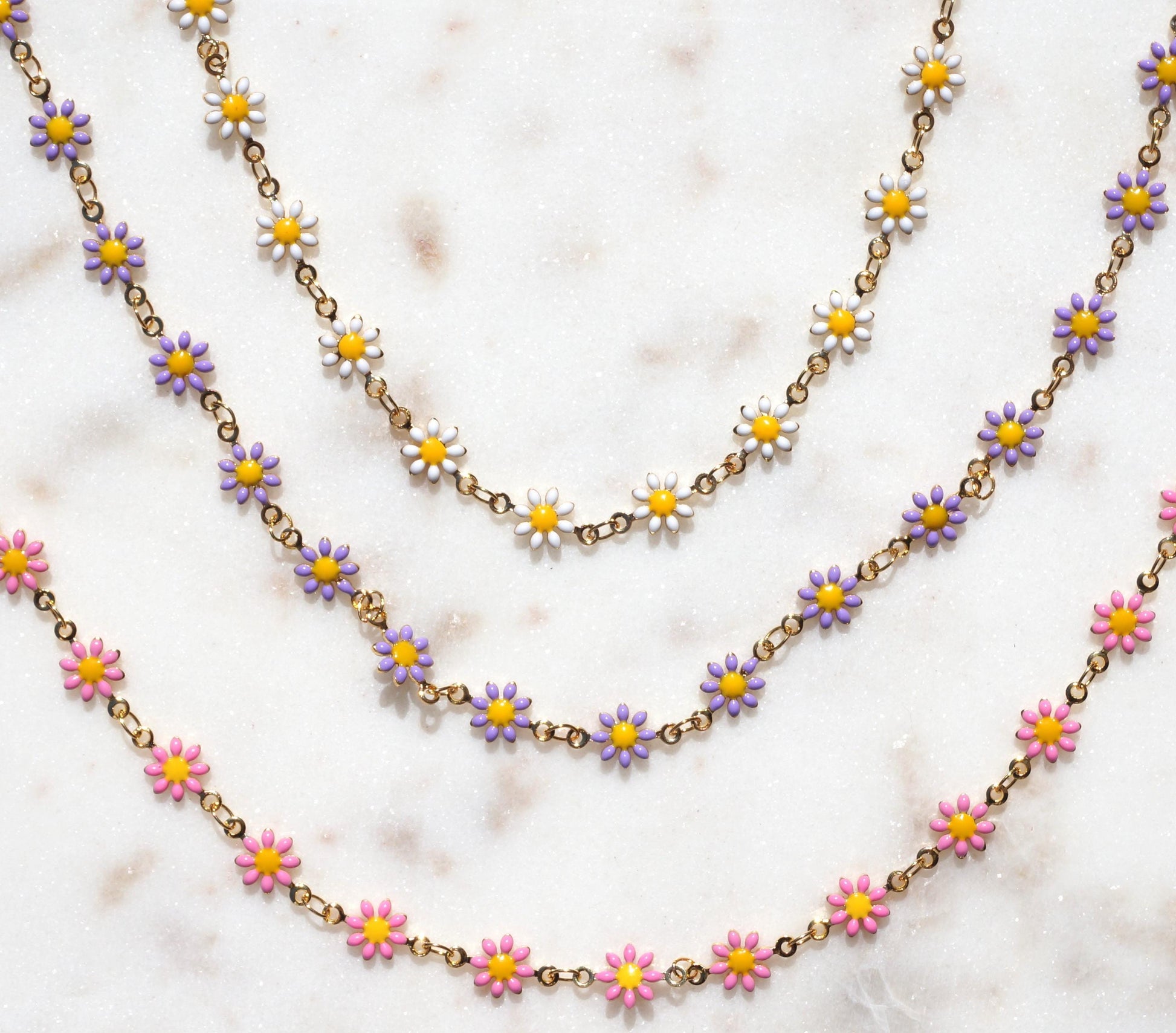 DAISY Flower Raw Brass Chain Choker and Bracelet