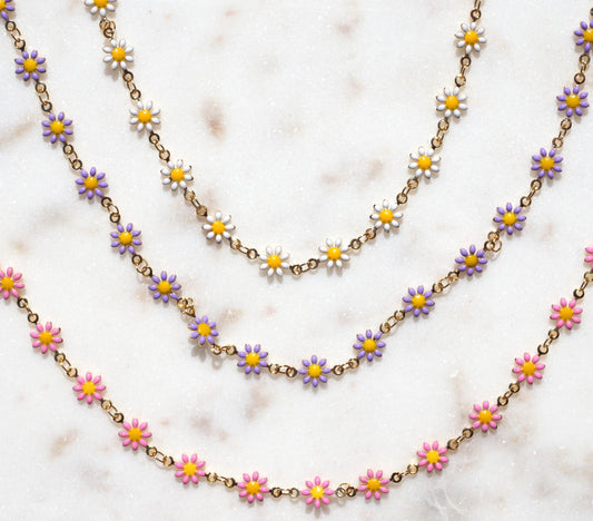 DAISY Flower Raw Brass Chain Choker and Bracelet