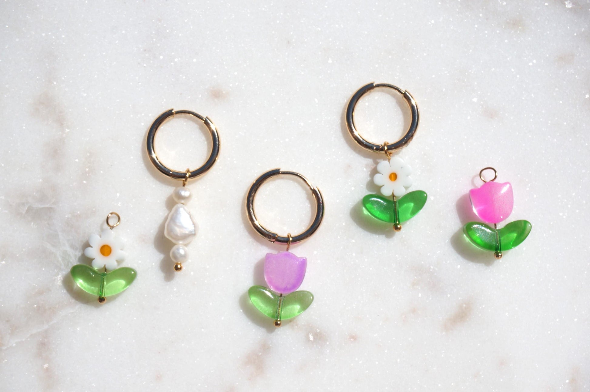 Three hoops interchangerable flower/pearl